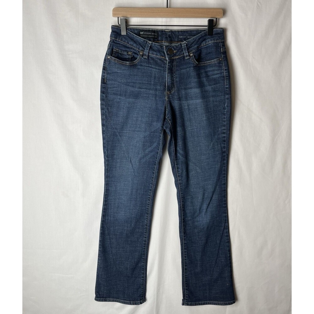 Lee Curvy Fit Bootcut Denim Jeans Womens 8 Med Blue Mid Rise Modern Series 28x30